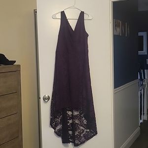 Muadress Lace Eggplant High-Low Vneck dress